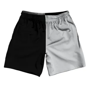 Black And Grey Medium Quad Color Athletic Running Fitness Exercise Shorts 7" Inseam Shorts Made In USA
