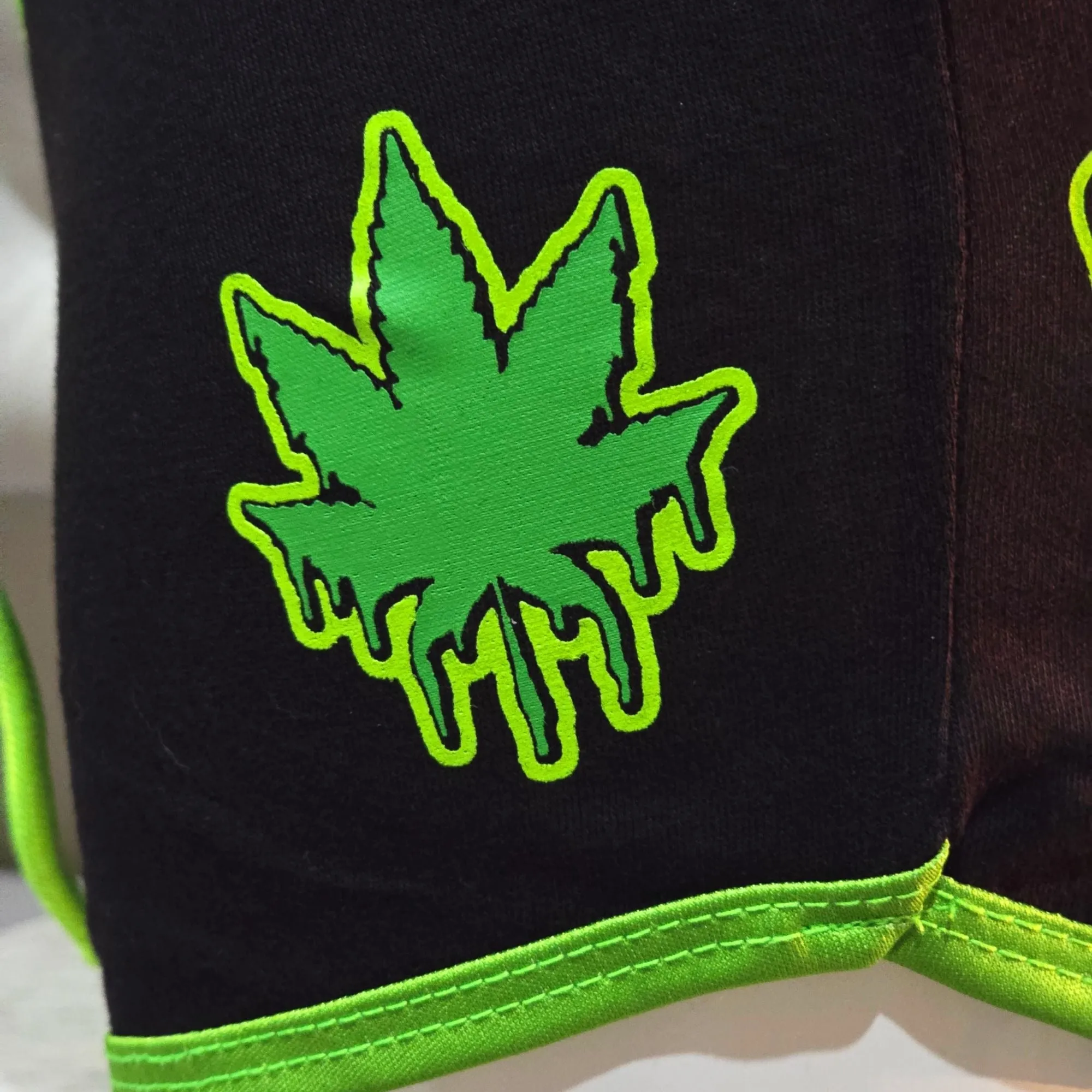 Booty Shorts Hemp Whore Graphic Black & Green Stretchy