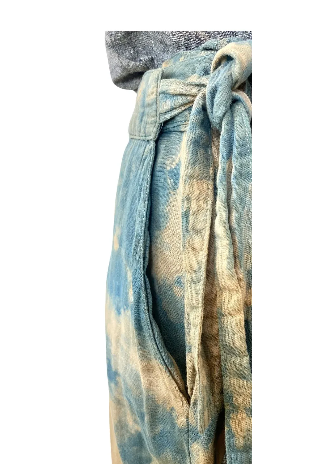 Flowy Lightweight Ida Pants in Brown Blue | Organic Cotton