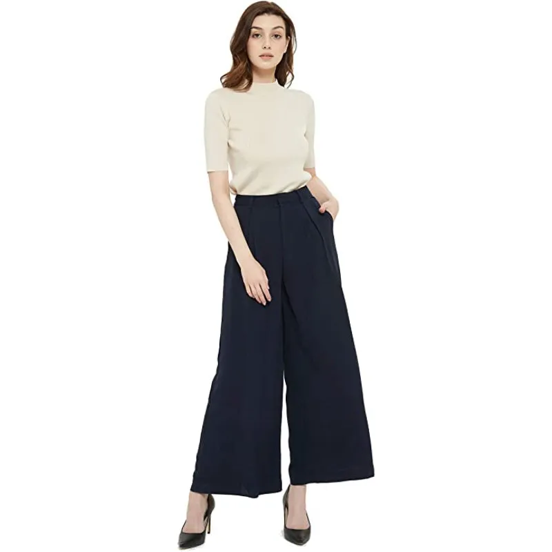 Women High Waist Casual Wide Leg Long Palazzo Pants Trousers